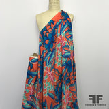Floral Printed Silk Charmeuse on Matte side - Coral - Fabrics & Fabrics