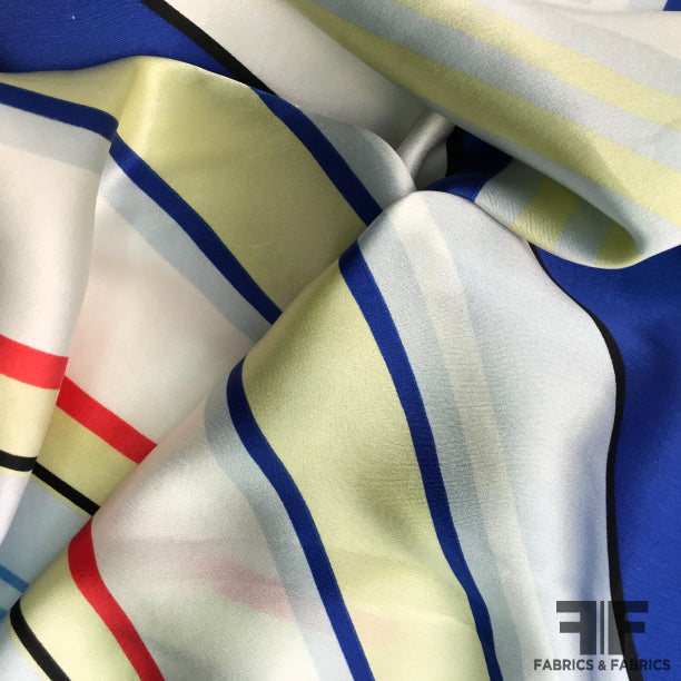 Striped Silk Charmeuse Panel - Multicolor