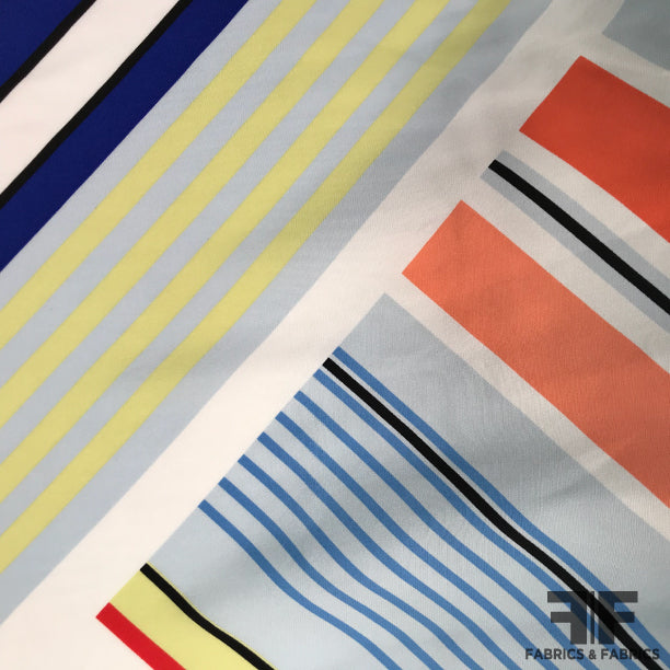 Striped Silk Charmeuse Panel - Multicolor