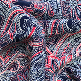 Paisley Printed Silk Charmeuse - Blue/Red