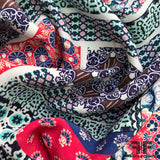 Bohemian Floral Printed Silk Charmeuse - Multicolor - Fabrics & Fabrics NY