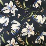 Floral Printed Silk Charmeuse - Midnight Blue/Multicolor - Fabrics & Fabrics