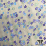 Dainty Florals on Shadow Stripe Silk Printed Chiffon - Yellow - Fabrics & Fabrics NY