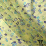 Dainty Florals on Shadow Stripe Silk Printed Chiffon - Yellow