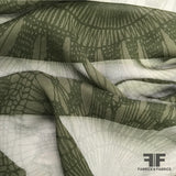 Medallion Large Scale Printed Silk Chiffon - Green - Fabrics & Fabrics