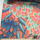 Graphic Floral Printed Silk Chiffon - Orange