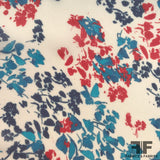 Abstract Floral Printed Silk Chiffon - Red/White/Blue