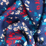 Floral Printed Silk Georgette - Blue/White/Red