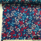 Floral Printed Silk Georgette - Blue/White/Red