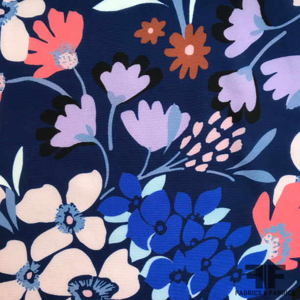 Bold Floral Printed Silk Georgette - Blue - Fabrics & Fabrics NY