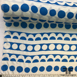 Geometric Printed Silk Georgette - Blue/White
