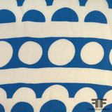 Geometric Printed Silk Georgette - Blue/White