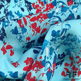 Floral Printed Silk Georgette - Blue/Red