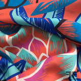 Bold Floral Printed Silk Georgette - Orange - Fabrics & Fabrics NY