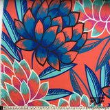 Bold Floral Printed Silk Georgette - Orange - Fabrics & Fabrics NY