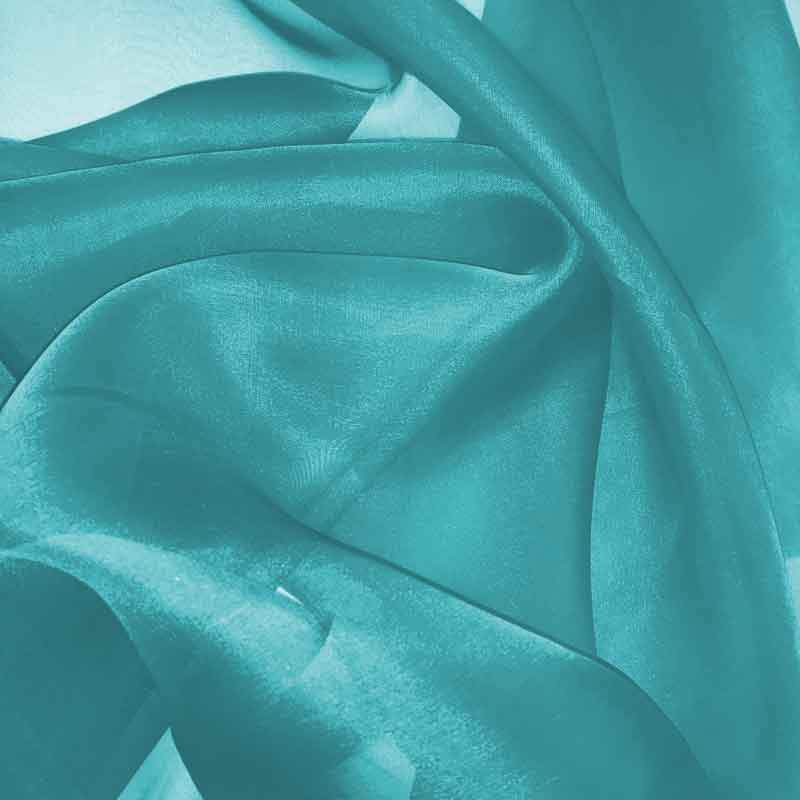 Aruba Blue Silk Organza fabric - Fabrics & Fabrics