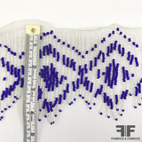 Beaded Geometric Fringe Trim - Blue/White - Fabrics & Fabrics NY