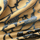 Damask Burnout Velvet - Mustard/Dark Green - Fabrics & Fabrics NY