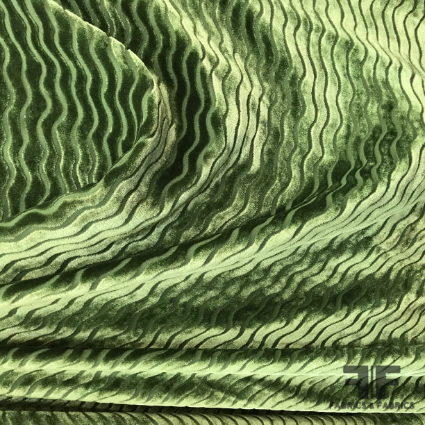 Devore Burnout Velvet Fabric Green 54 by The Yard id=10667