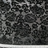 Damask Floral Burnout Velvet - Black/Silver - Fabrics & Fabrics NY