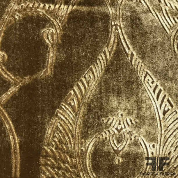 Damask Burnout Velvet - Gold - Fabrics & Fabrics NY