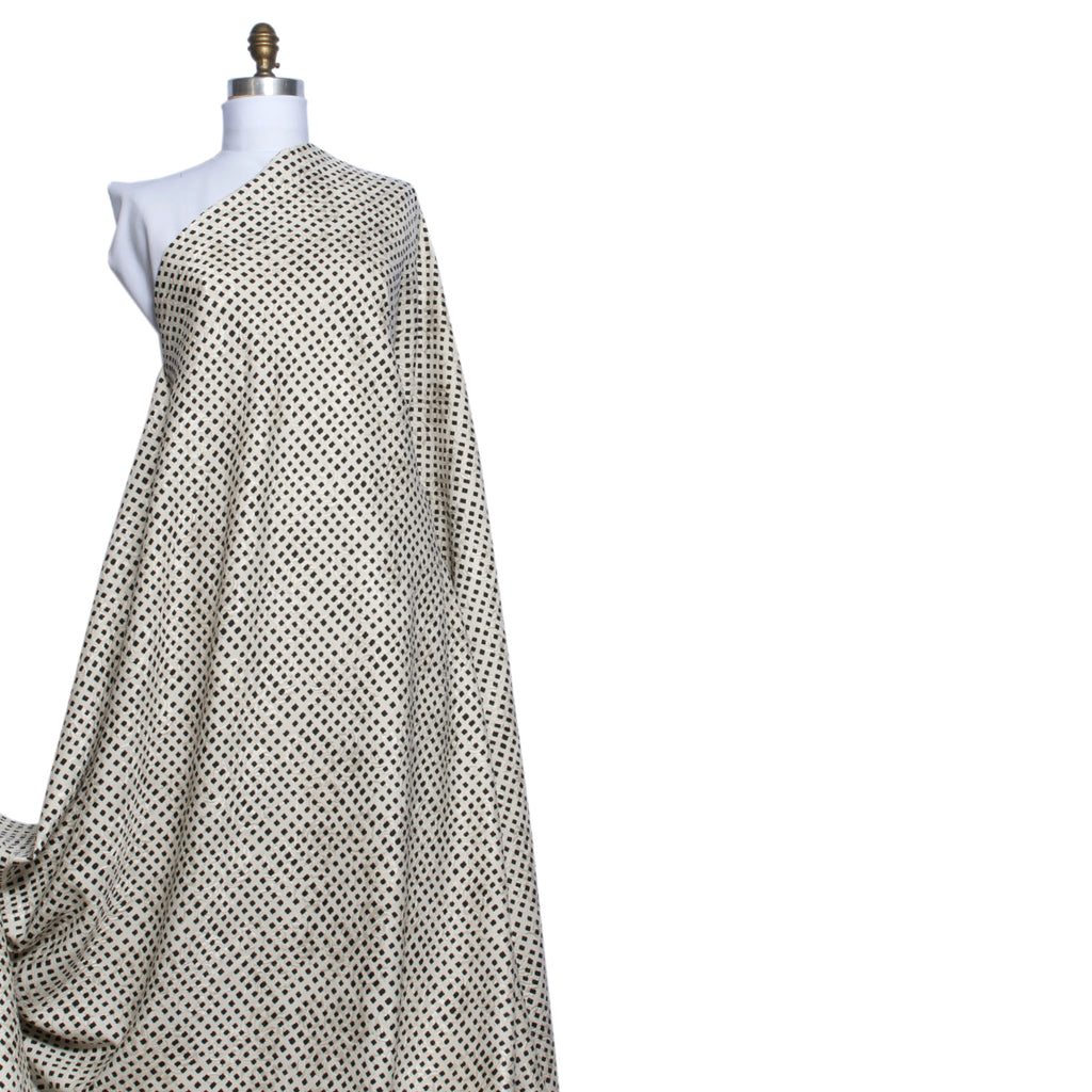 Off-White/Black Checkered Silk Wool Blend - Fabrics & Fabrics