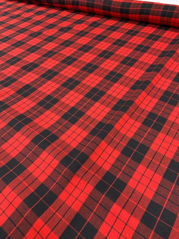 Plaid Wool Suiting - Red / Black