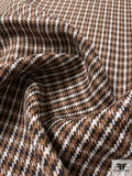 Classic Houndstooth Plaid Wool Tweed - Brown/Black/White