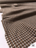 Classic Houndstooth Plaid Wool Tweed - Brown/Black/White