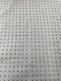 Italian Basketweave Eyelet Embroidered Cotton Lawn - White/Tan