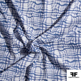 Broken Gingham Check Printed Cotton - Blue/White - Fabrics & Fabrics NY
