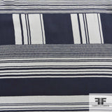 Striped Printed Silk Chiffon - Blue/White