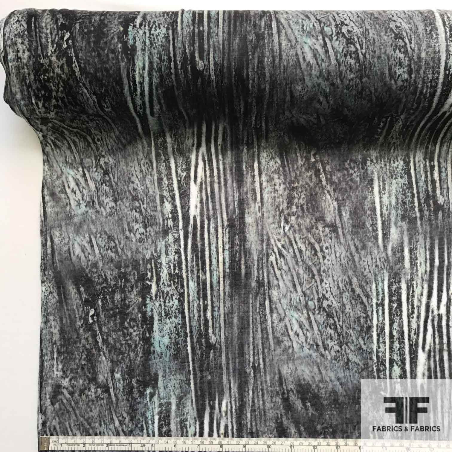 Abstract Printed Knit - Grey/Teal/Black - Fabrics & Fabrics NY