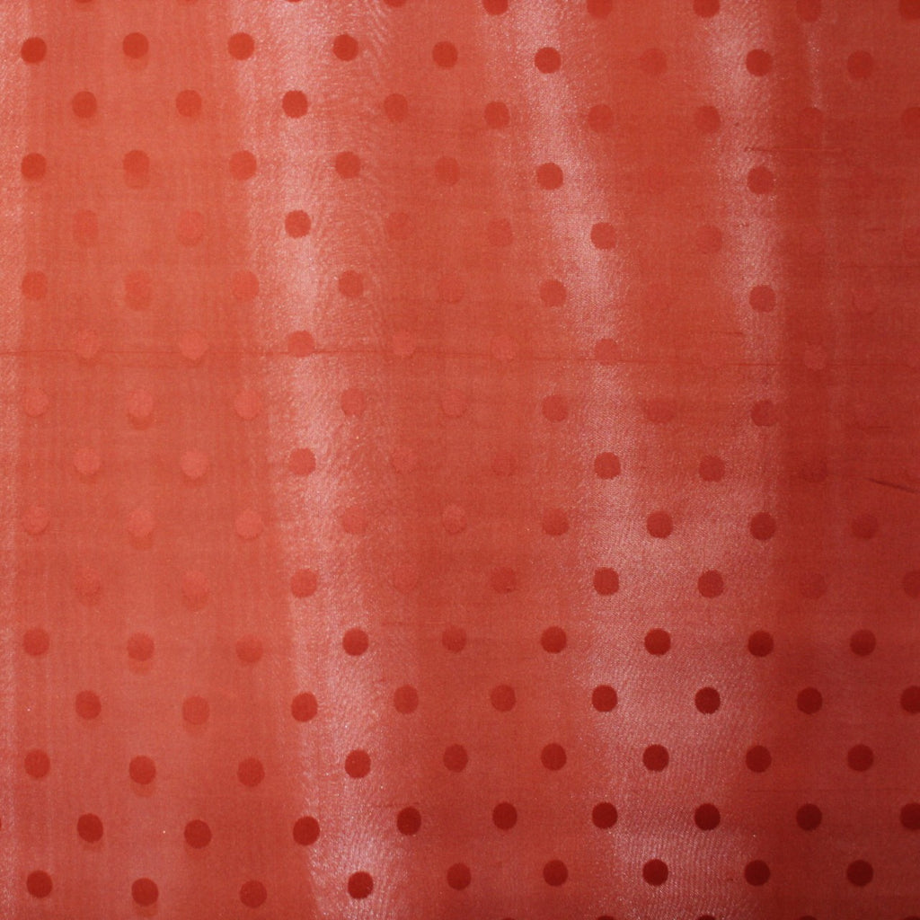 Orange Polka Dot Printed Silk Gazar Fabrics & Fabrics