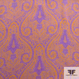 Damask Printed Silk Chiffon - Purple/Orange