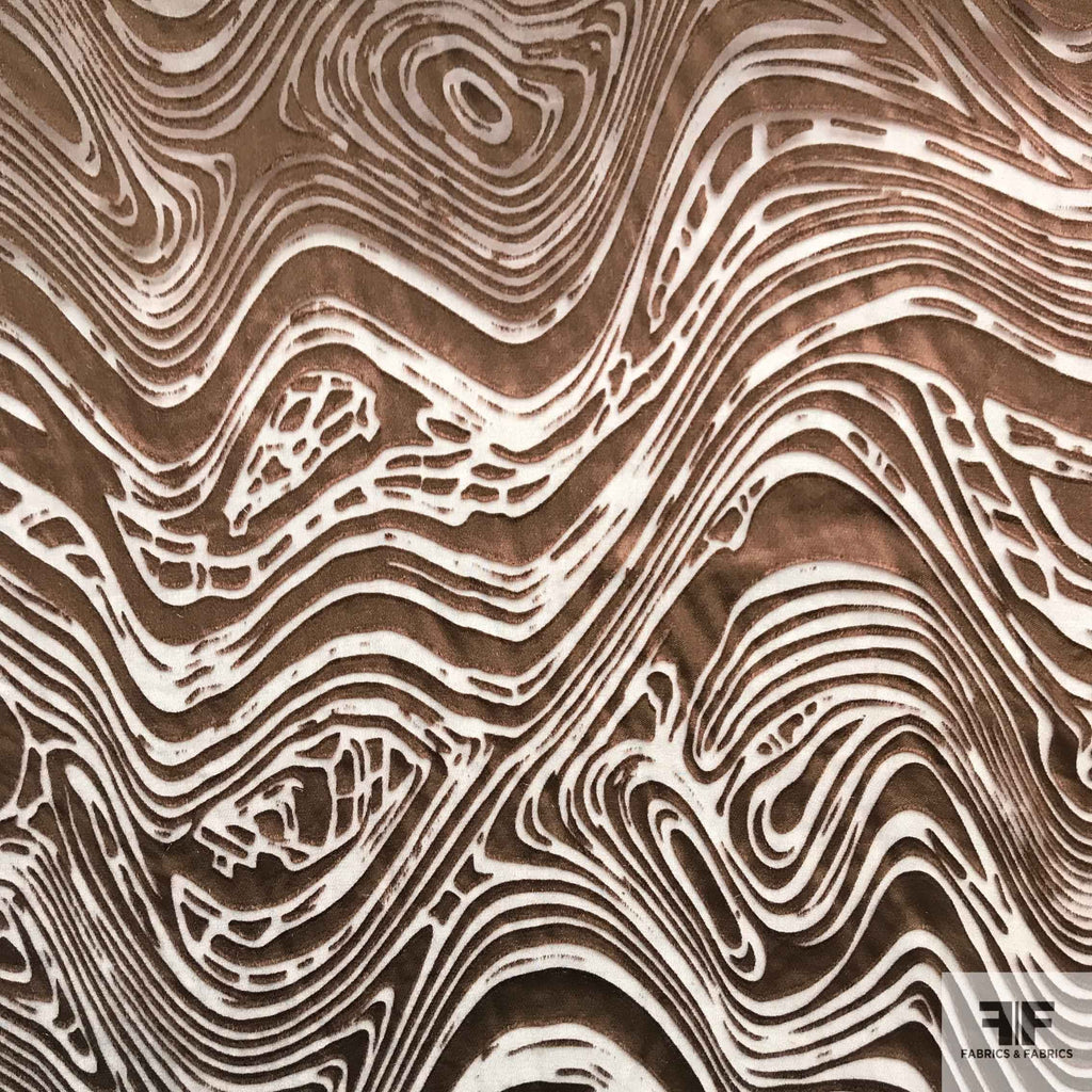 Brown Ripple Chiffon Burnout - Fabrics & Fabrics