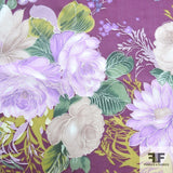 Floral Printed Silk Chiffon - Purple/Multicolor