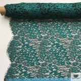 Double Scalloped Leavers Lace - Teal/Black - Fabrics & Fabrics NY