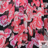 Floral Print Silk Chiffon - Red/Pink/Black