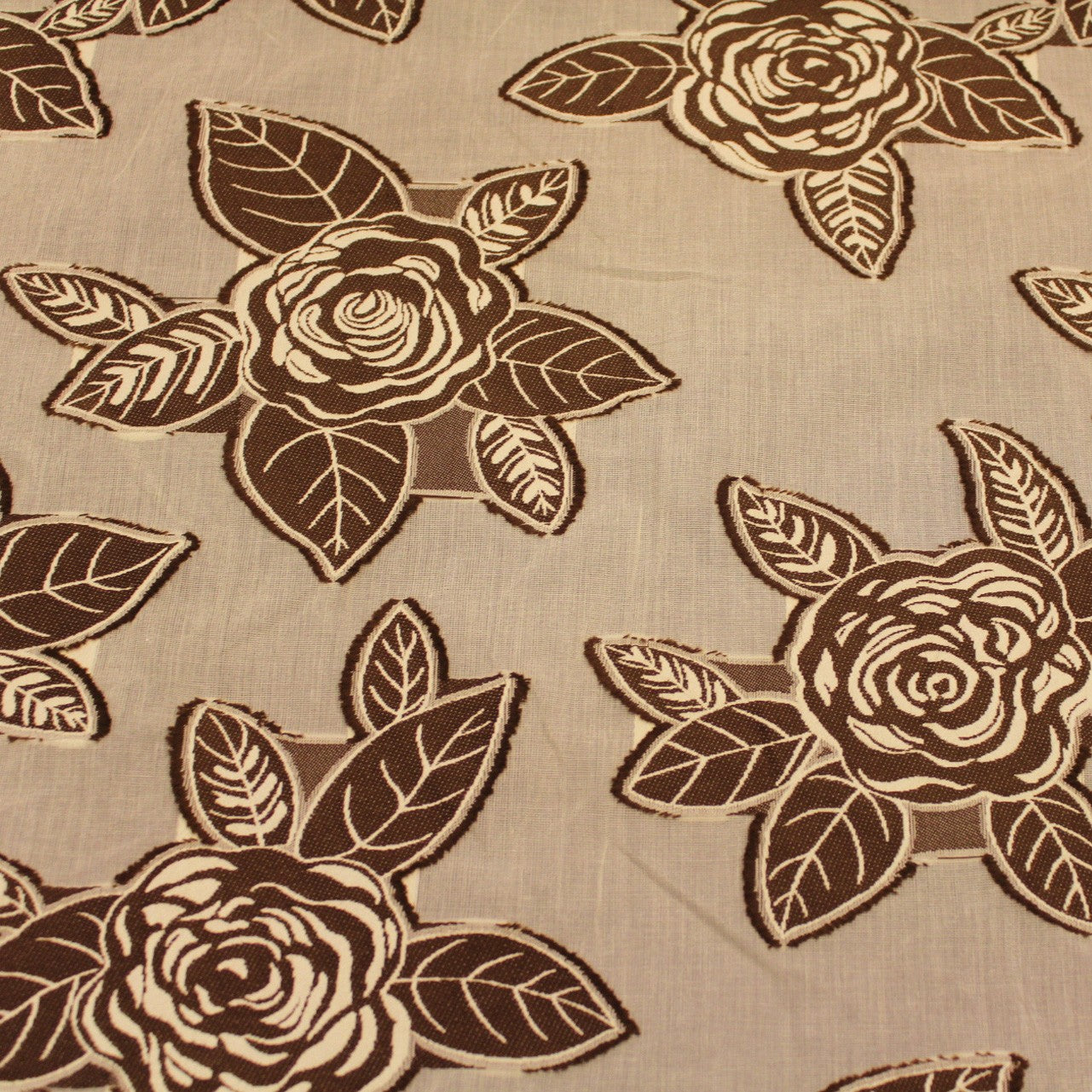 Floral Applique Novelty - Brown/Ivory - Fabrics & Fabrics NY