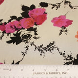 Bold Floral Printed Silk Chiffon -White/Pink/Orange