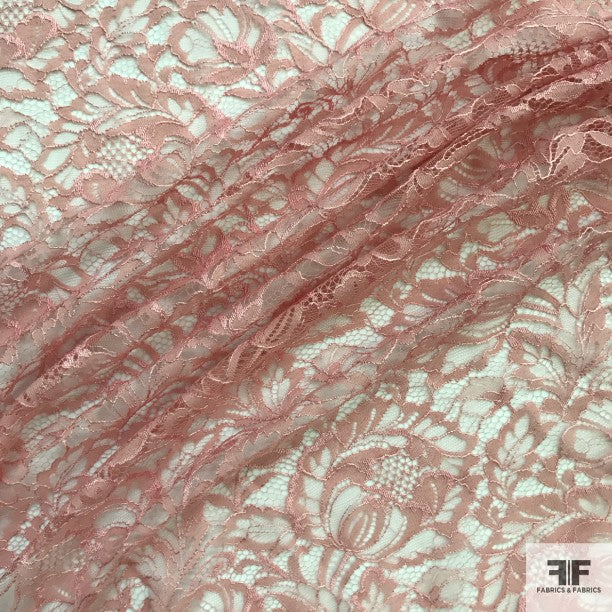 Pink Double Scalloped Leavers Lace - Fabrics & Fabrics
