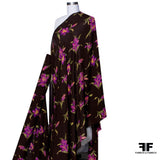 Floral Printed Silk Georgette - Brown/Magenta