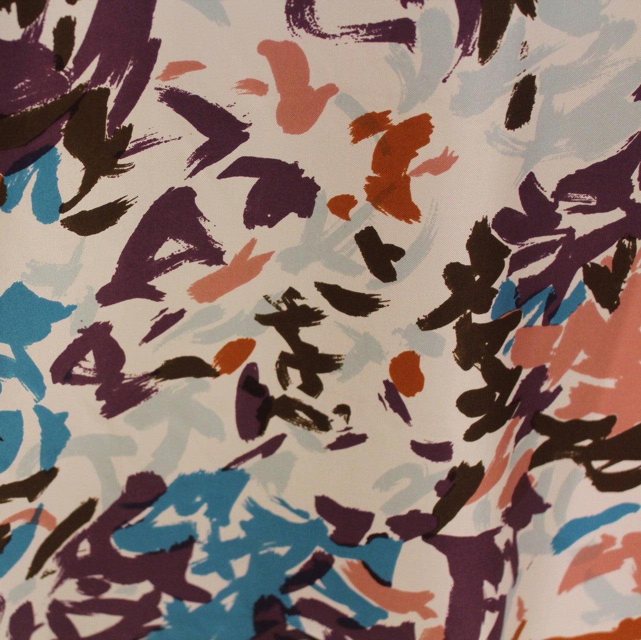 Brush Stroke Printed Silk Twill - Multicolor - Fabrics & Fabrics NY