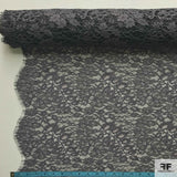 Double Scalloped Leavers Lace - Lavender/Navy - Fabrics & Fabrics NY