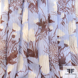 Floral Printed Silk Chiffon - Blue/Brown