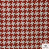 Houndstooth Wool Suiting - Red/Ivory 