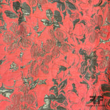 Tropical Floral Metallic Brocade - Neon Coral/Gold - Fabrics & Fabrics