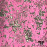 Tropical Floral Metallic Brocade - Neon Pink/Gold