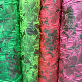 Tropical Floral Metallic Brocade - Neon Pink/Gold - Fabrics & Fabrics